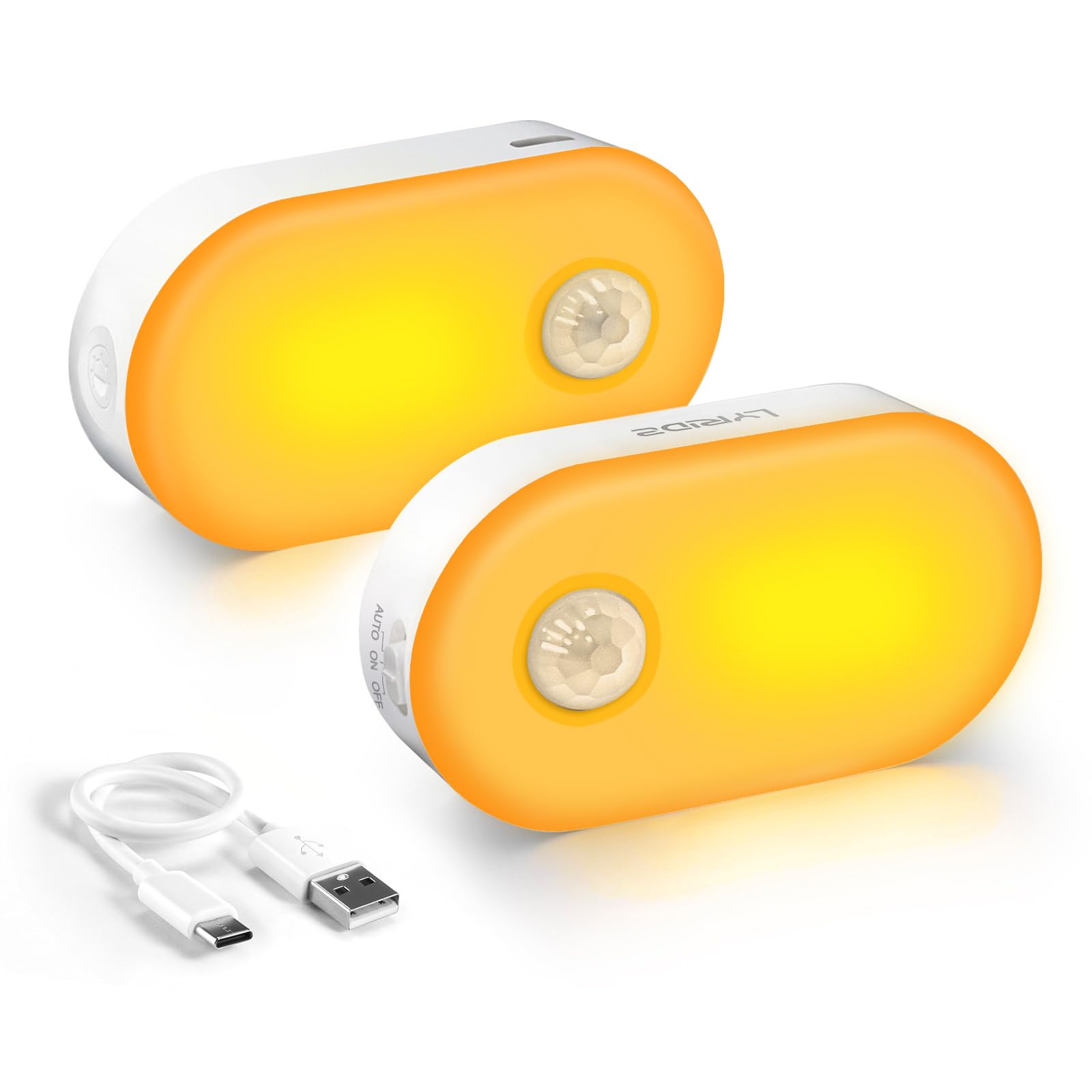 Lyridz Rechargeable Night Light with Motion Sensor, Dimmable Amber